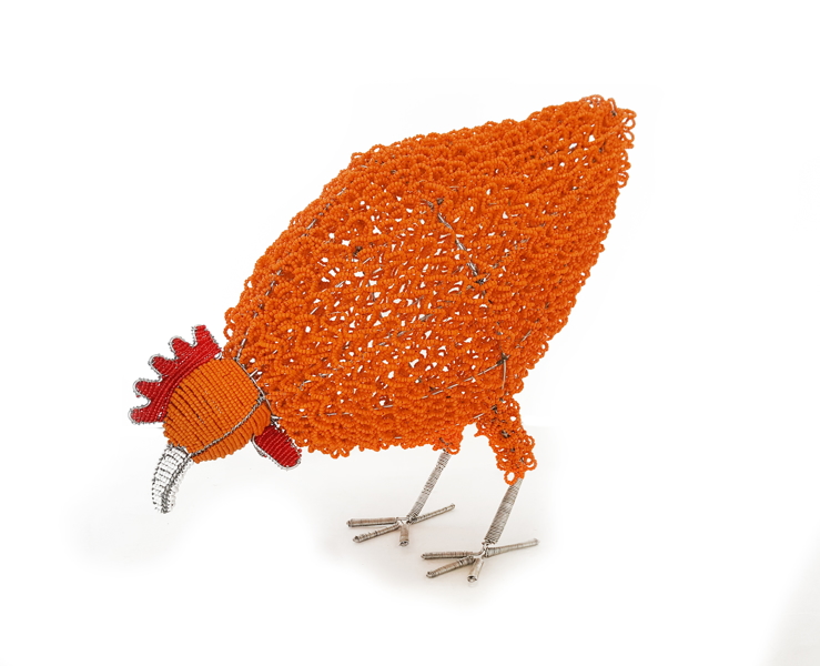 bead & wire chicken - orange - 1